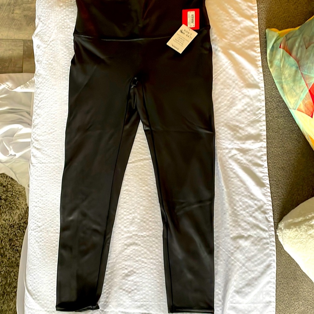 Spanx faux leather 7/8 track stripe